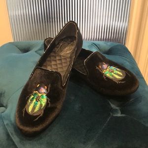 Tori Burch Velvet Beetle Loafers